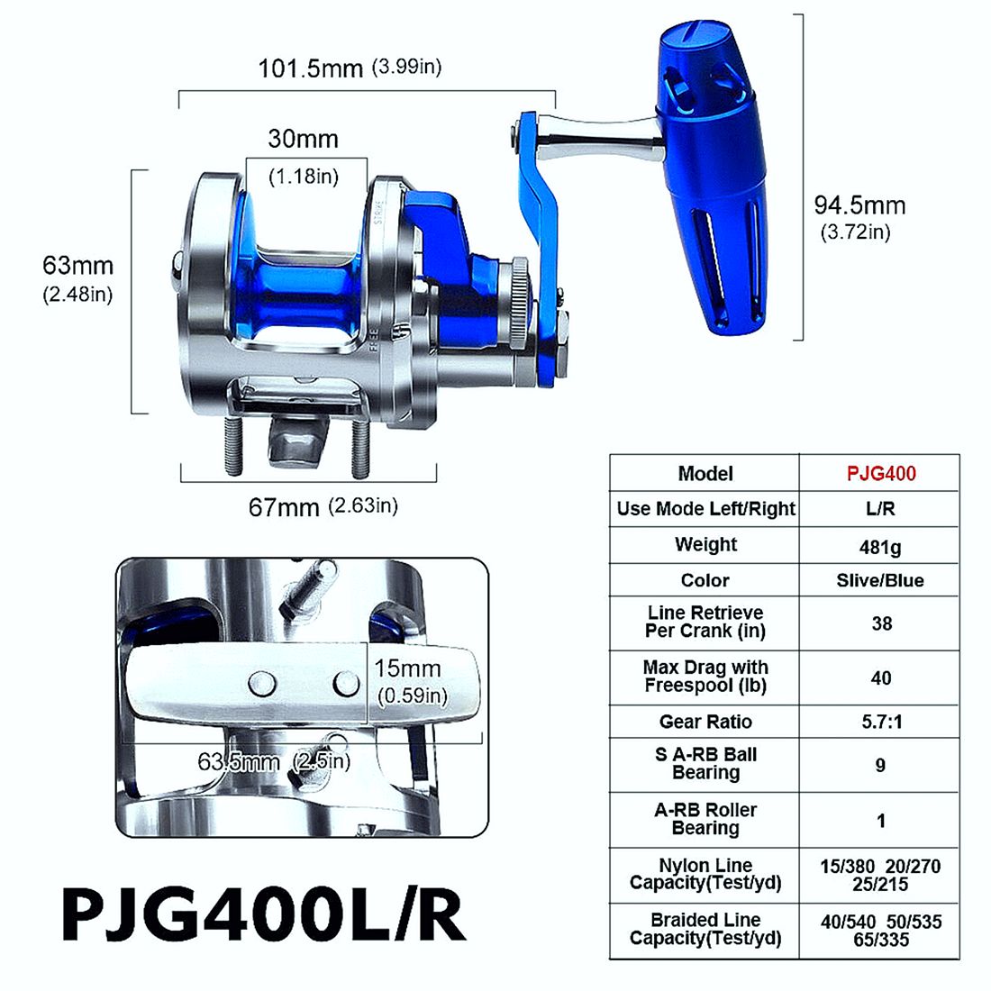 Jigging Reel 5.7:1 CNC Machined Aluminum Trolling