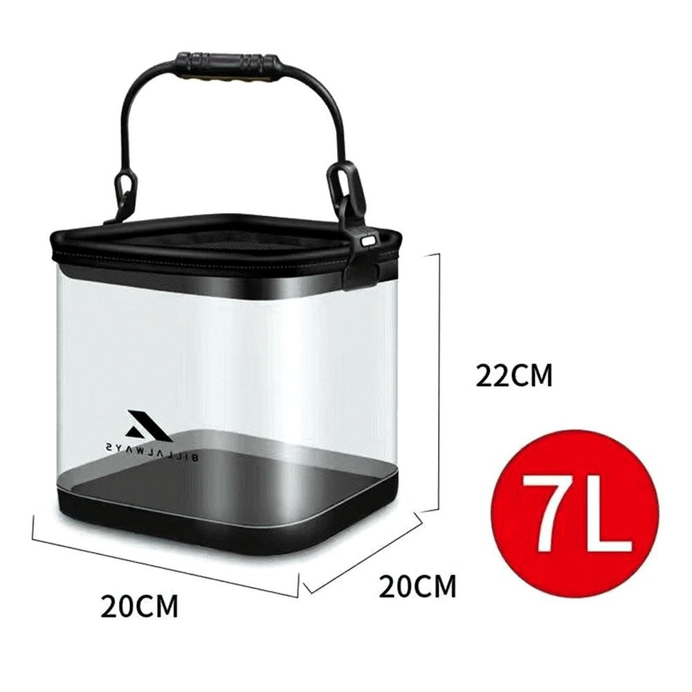 Transparent Collapsible Multi-Functional Fish Live Lures Bucket with 5M Rope