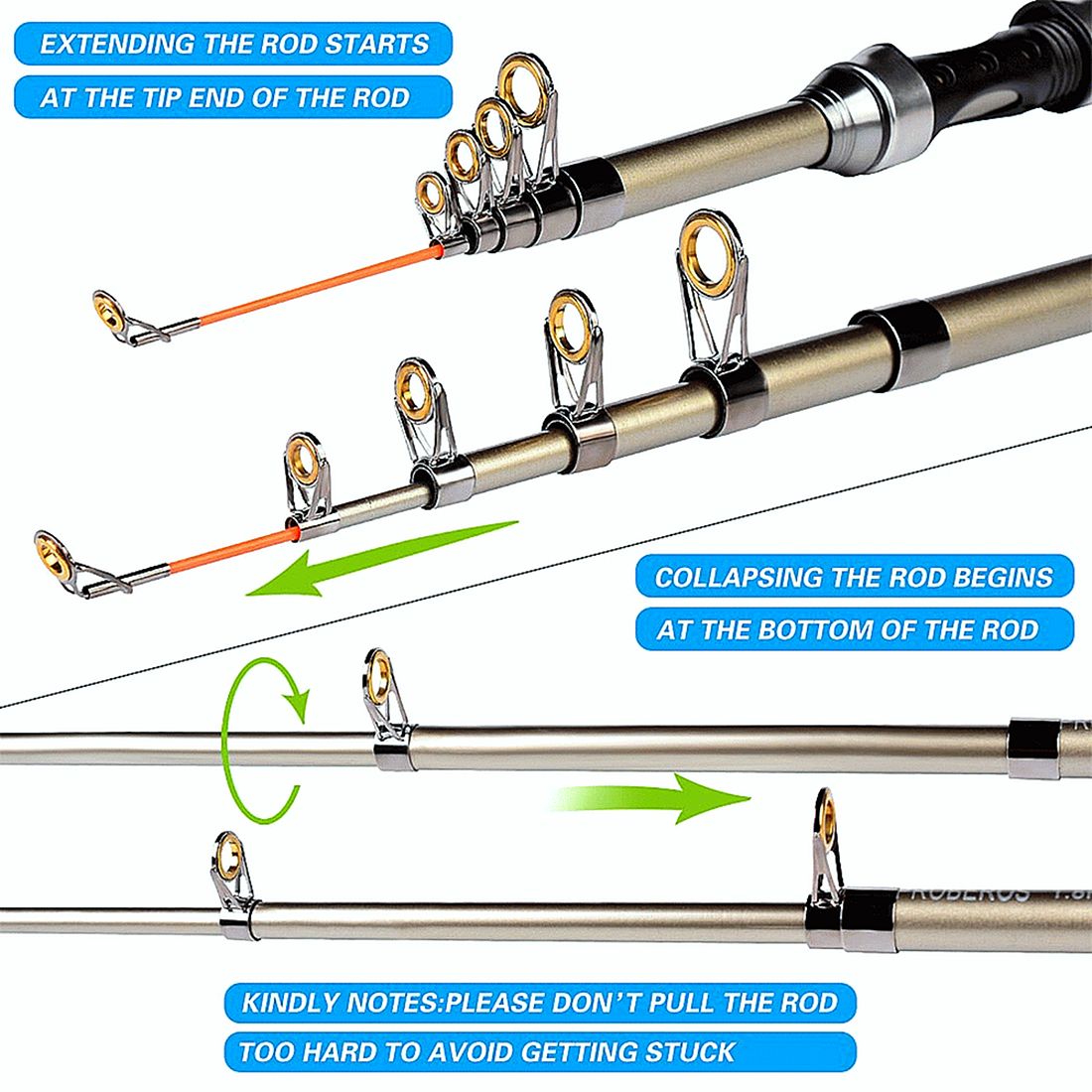 FISHINGHUB-1.8m-3.6m Telescopic Casting Fishing Combo Portable Ultralight Rod