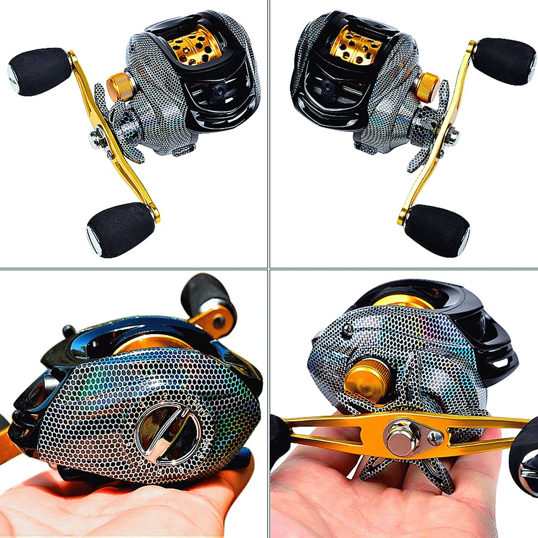 FISHINGHUB-7.2:1 Baitcast Reels laser Carbon cloth Colors Lure  3+1 Ball Bearings