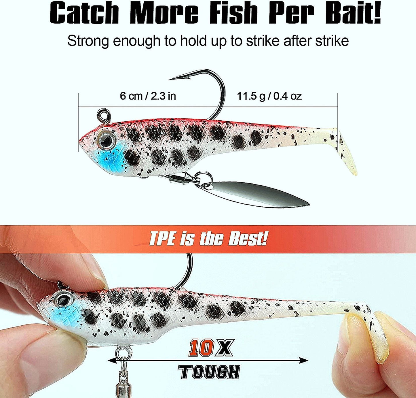 Tadpole Lure Paddle Tail Swimbait Lure for Bass