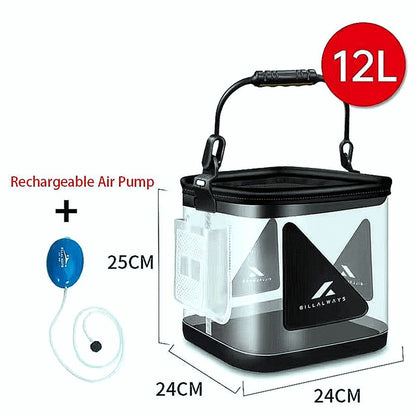 Transparent Collapsible Multi-Functional Fish Live Lures Bucket with 5M Rope