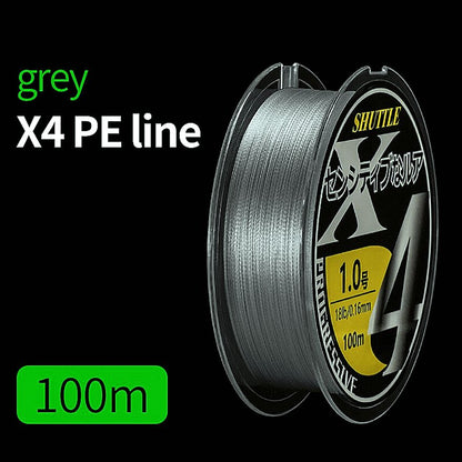 FISHINGHUB- PE Braided Fishing Line 4 Strands 100M 7 Color