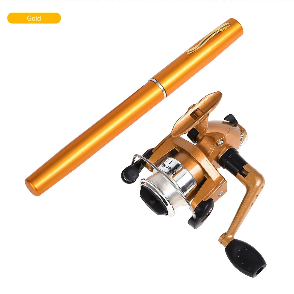 Mini Pen Ice Fishing Rod and Spinning Reels Coil 5.1:1 Set Kit