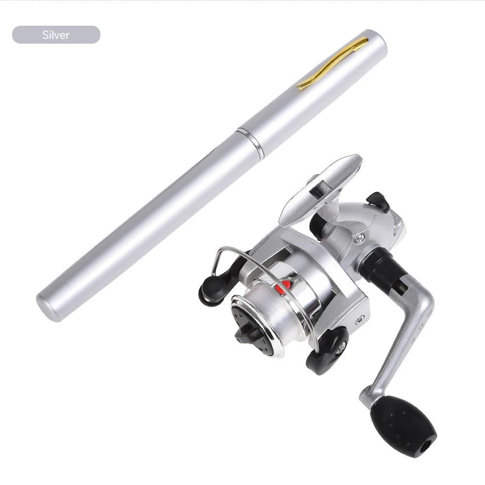 Mini Pen Ice Fishing Rod and Spinning Reels Coil 5.1:1 Set Kit