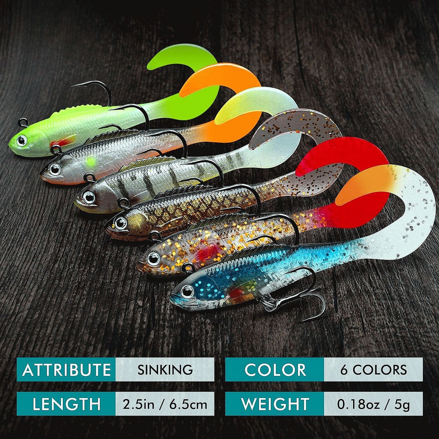 Soft Plastic Curly Tail Swimbait Bass Fishing Lure