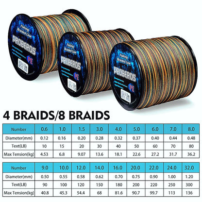 FISHINGHUB- 4 and 8 Strands Fishing Line 10LB-100LB PE Braided Line