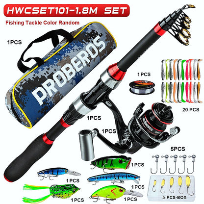 FISHINGHUB- 1.8m Telescopic Casting Fishing Combo Portable Ultralight Rod