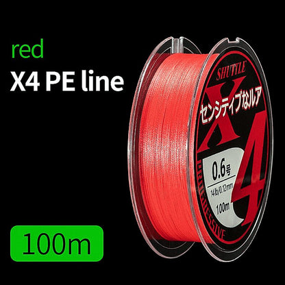 FISHINGHUB- PE Braided Fishing Line 4 Strands 100M 7 Color