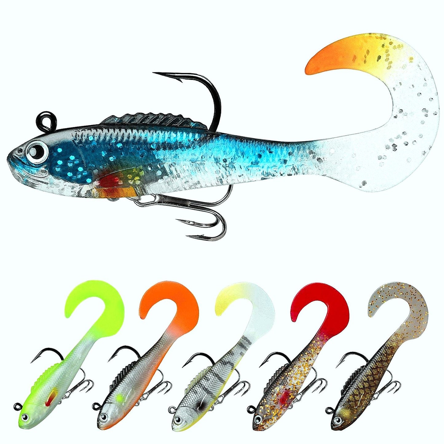 Soft Plastic Curly Tail Swimbait Bass Fishing Lure