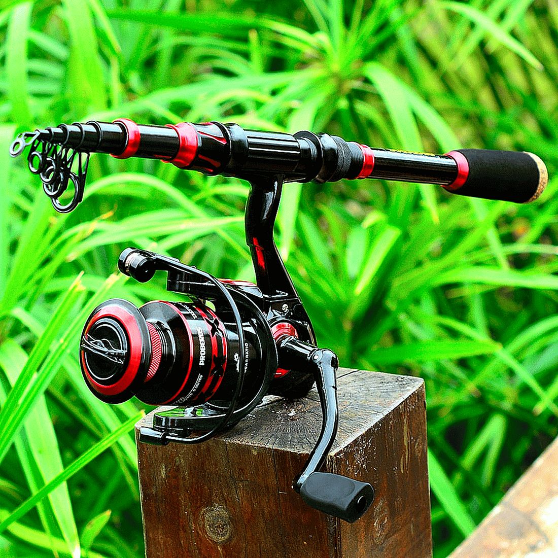 FISHINGHUB-5.2:1 Gear Ratio Spinning Reel 2.1m Carbon Fiber Fishing Rod Combo  Set