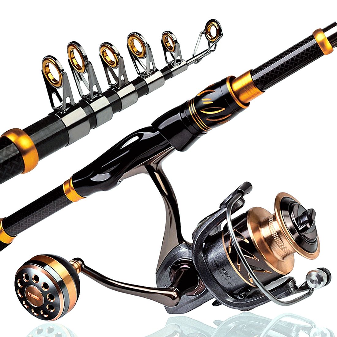 FISHINGHUB- Fishing Rod &amp; Reel Combo 2.1m Carbon Fiber Telescopic Rod