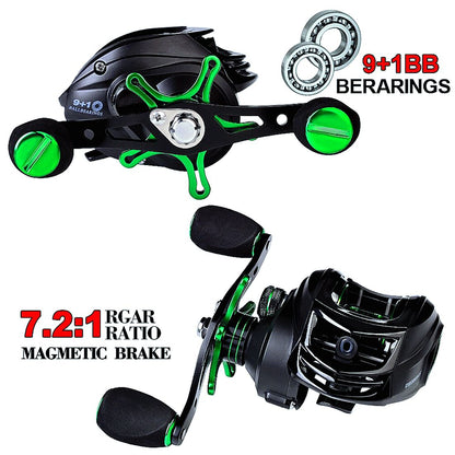 FISHINGHUB-Baitcast Reel 7.2:1 Fishing 3+1 Ball Bearings