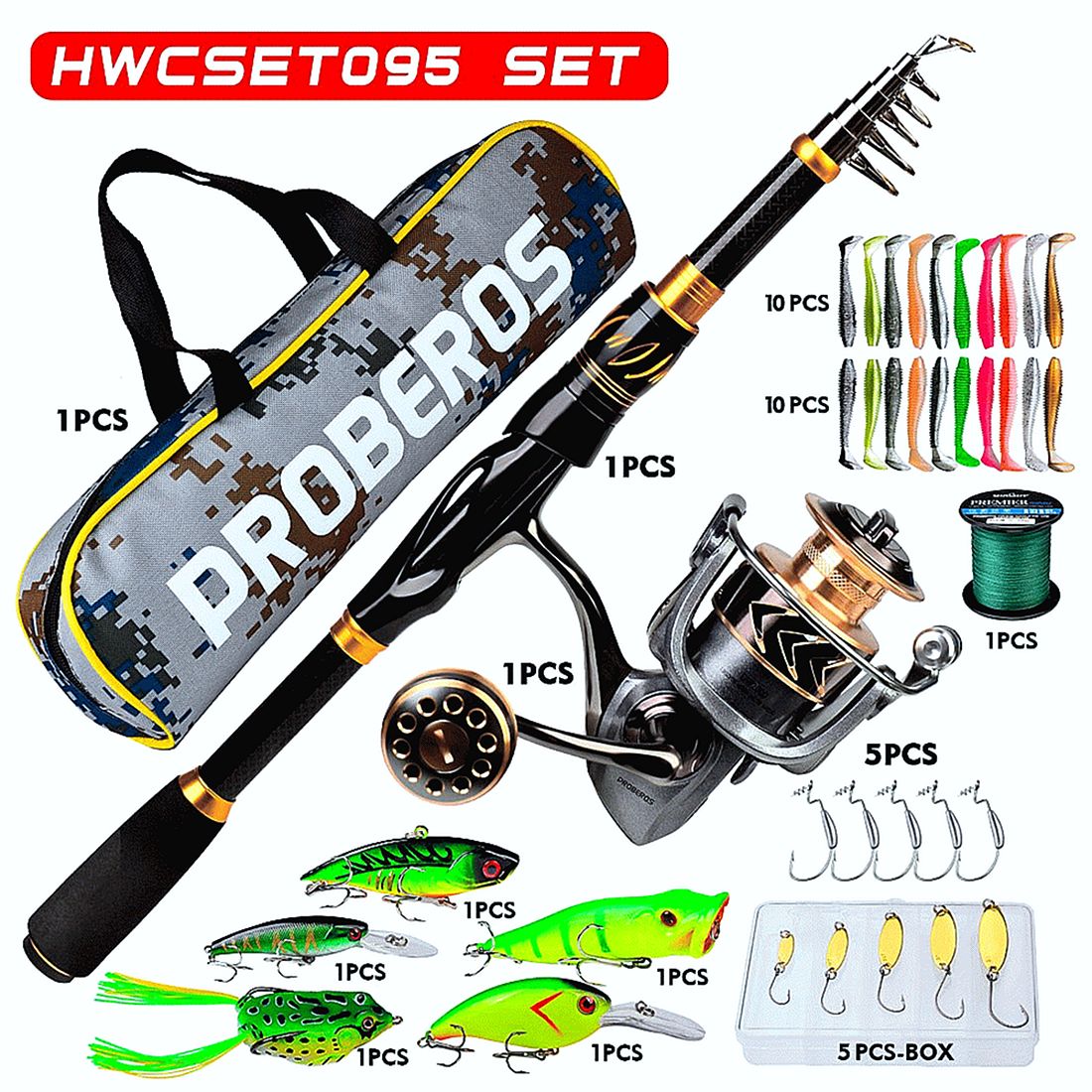 FISHINGHUB- Fishing Rod &amp; Reel Combo 2.1m Carbon Fiber Telescopic Rod