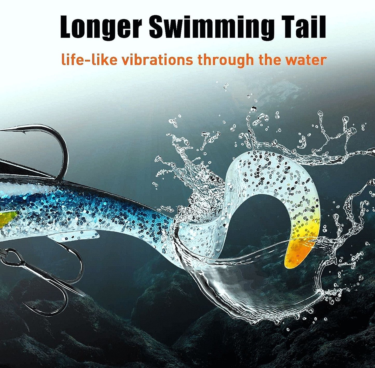 Soft Plastic Curly Tail Swimbait Bass Fishing Lure