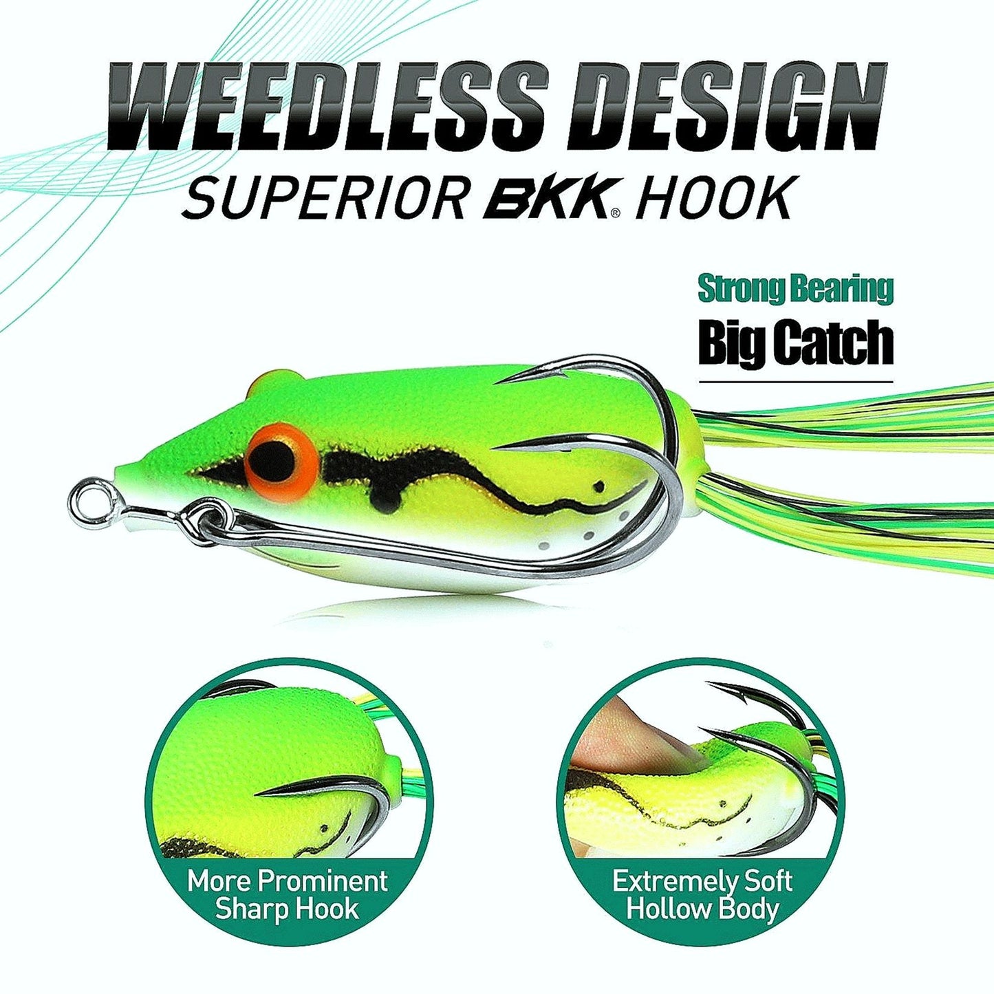 Topwater Weedless Frog Lure with Skirt Tail