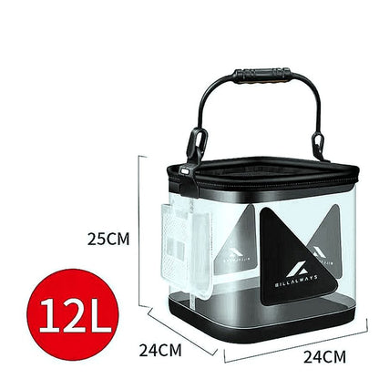 Transparent Collapsible Multi-Functional Fish Live Lures Bucket with 5M Rope