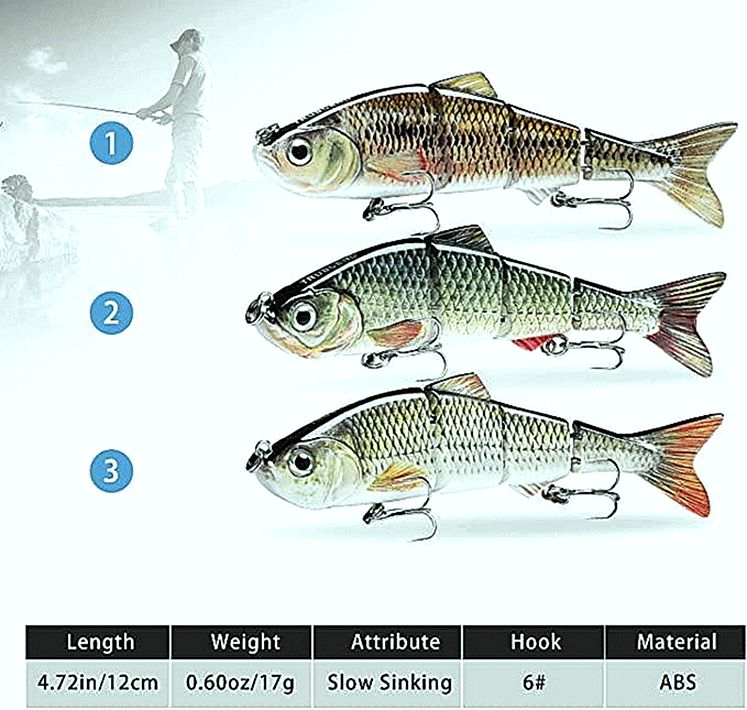 Metal Jointed Swimbait Bionic Bass Fishing Lure-3Pcs