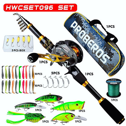 FISHINGHUB- Telescopic Rod and Reel Kit 2.1 Carbon Fiber Fishing Rod