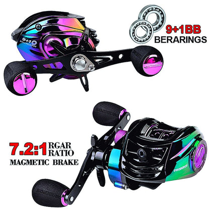 FISHINGHUB-New Colorful Fishing Reel 7.2:1 Carbon Shell Lightweight 9+1BB