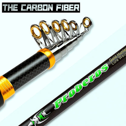 FISHINGHUB- Telescopic Rod and Reel Kit 2.1 Carbon Fiber Fishing Rod