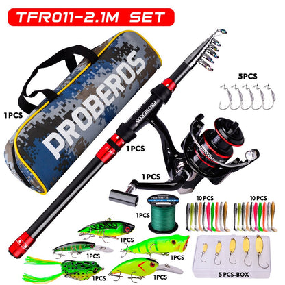 FISHINGHUB-1.8m-3.6m Telescopic Casting Fishing Combo Portable Ultralight Rod