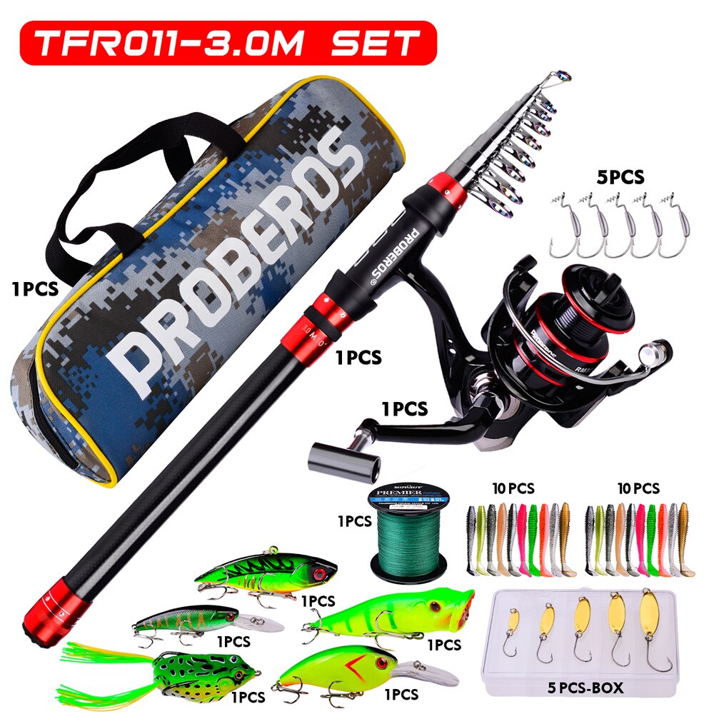 FISHINGHUB-1.8m-3.6m Telescopic Casting Fishing Combo Portable Ultralight Rod