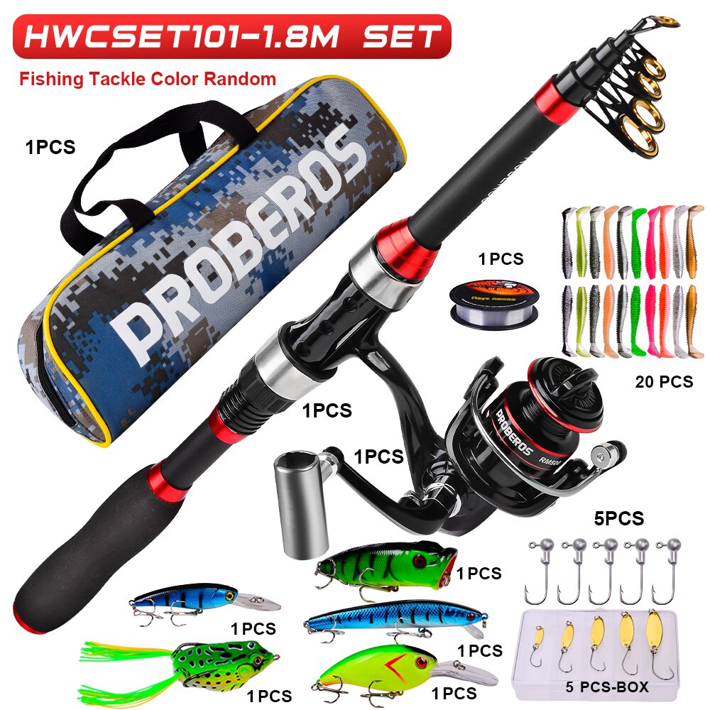 FISHINGHUB- 1.8m Telescopic Casting Fishing Combo Portable Ultralight Rod