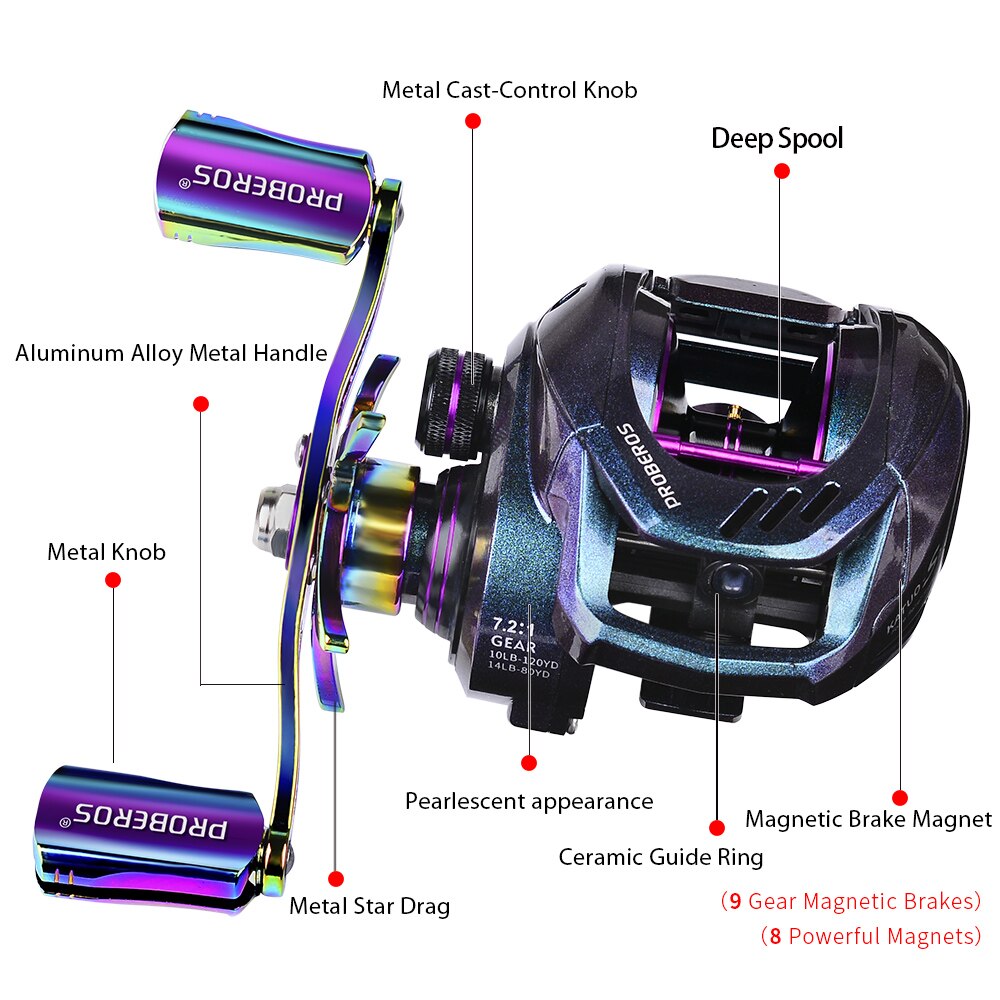 Hight Speed Baitcast Reel 7.2:1 Full Metal Handle