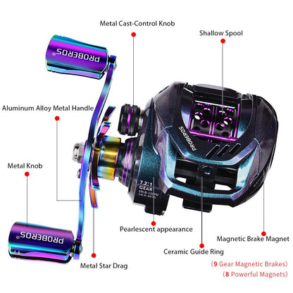 Hight Speed Baitcast Reel 7.2:1 Full Metal Handle