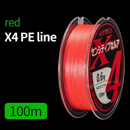 FISHINGHUB- PE Braided Fishing Line 4 Strands 100M 7 Color