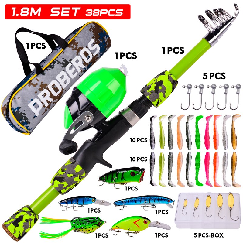 FISHINGHUB-Portable Telescopic Fishing Rod &amp; Reel Kit for Children