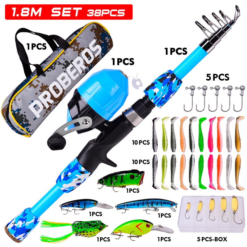 FISHINGHUB-Portable Telescopic Fishing Rod &amp; Reel Kit for Children
