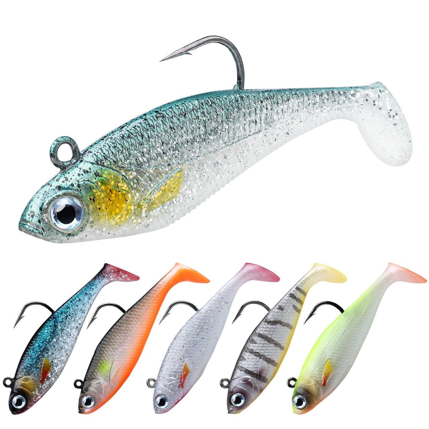 Jig Head Paddle Tail Swimbait Fishing Lure for Bass